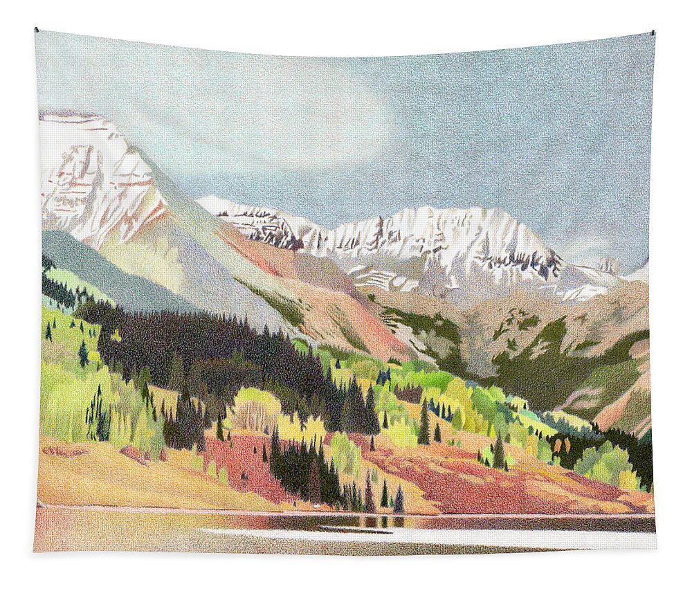 Art Tapestry featuring the drawing Trout Lake Colorado by Dan Miller