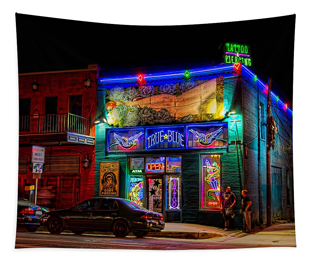 Austin Tapestry featuring the photograph True Blue Tatoos by Tim Stanley