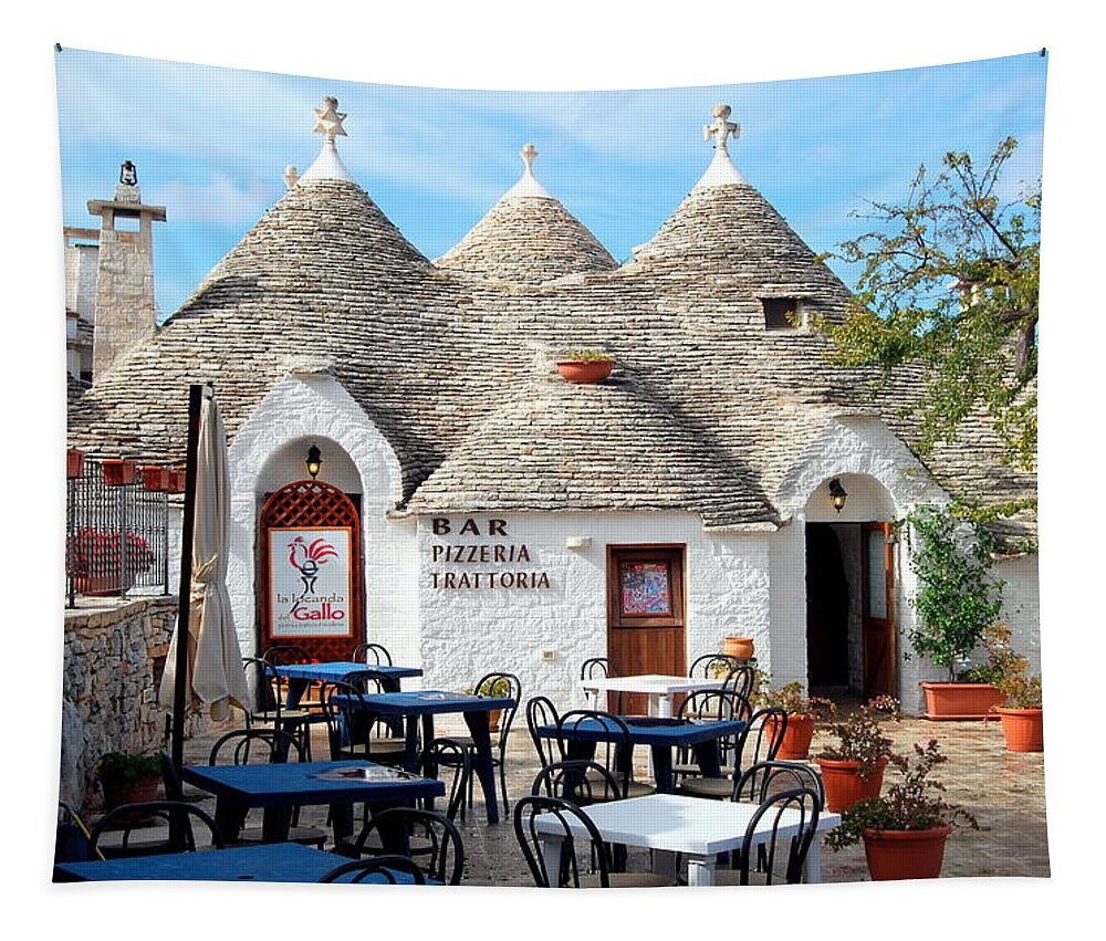 Italy Tapestry featuring the photograph Trulli Outdoor Trattoria by Caroline Stella