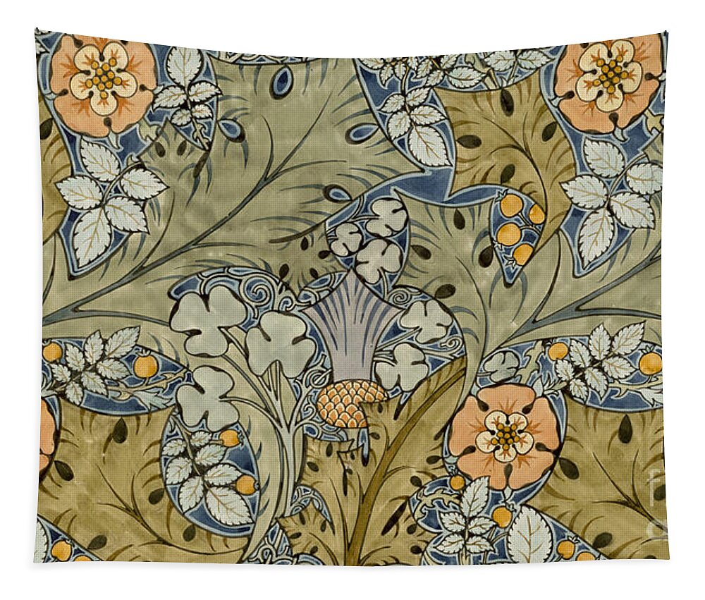 Voysey Tapestry featuring the painting Tudor roses thistles and shamrock by Voysey