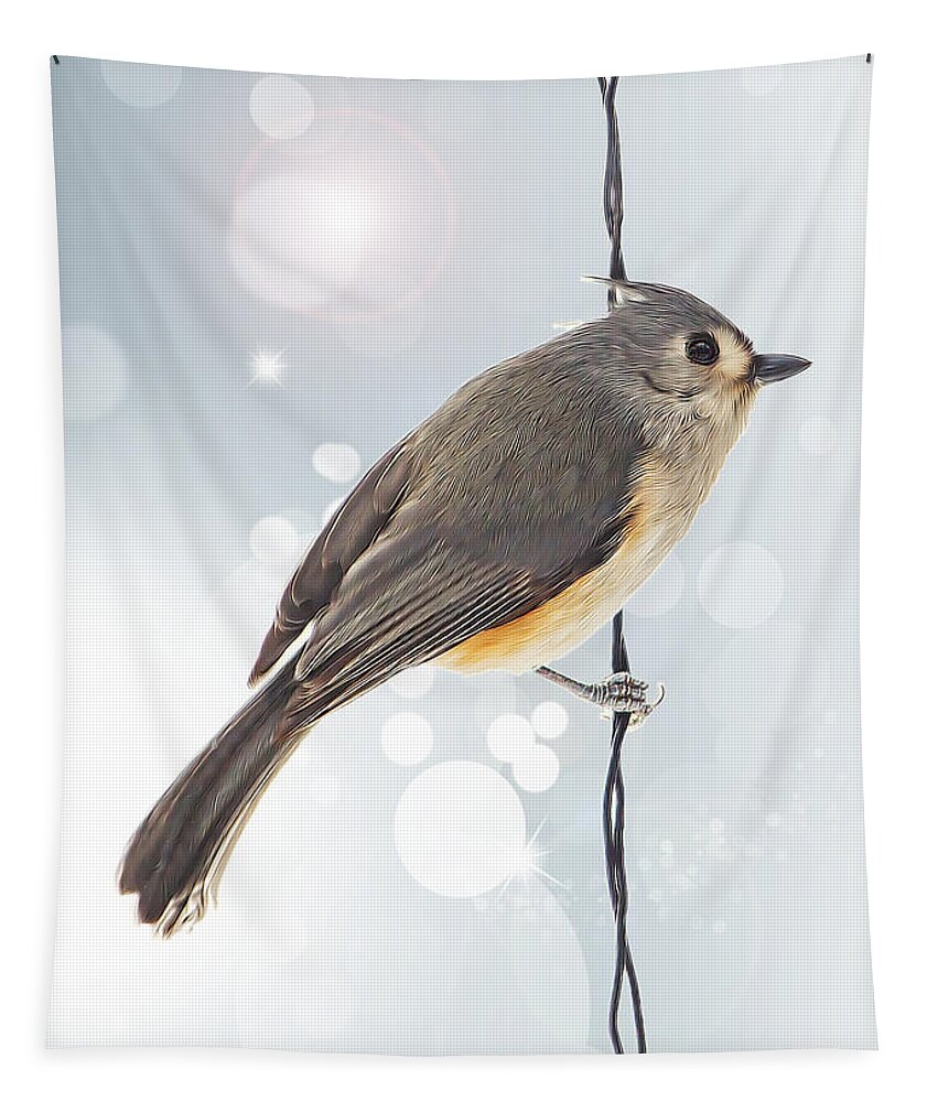 Tufted Titmouse Tapestry featuring the photograph Tufted Titmouse Twinkle by Bill and Linda Tiepelman