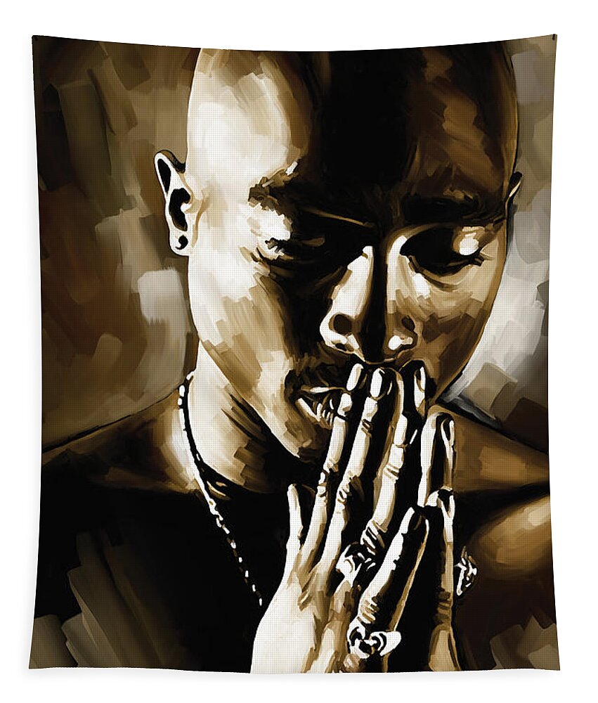 Tupac Shakur Paintings Tapestry featuring the painting Tupac Shakur Artwork by Sheraz A