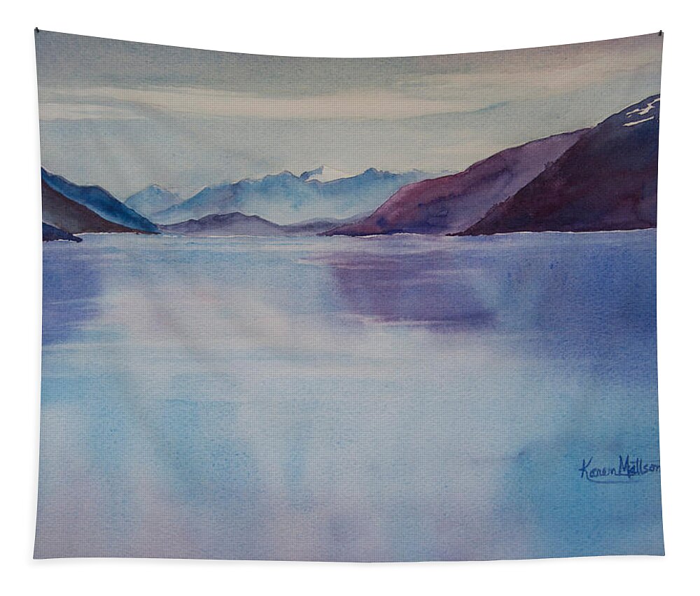 Turnagain Arm Alaska Tapestry featuring the painting Turnagain Arm in Alaska by Karen Mattson