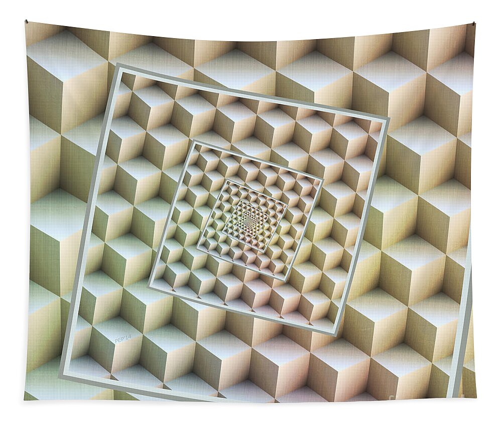 Cubes Tapestry featuring the digital art Turning Into Infinity by Phil Perkins