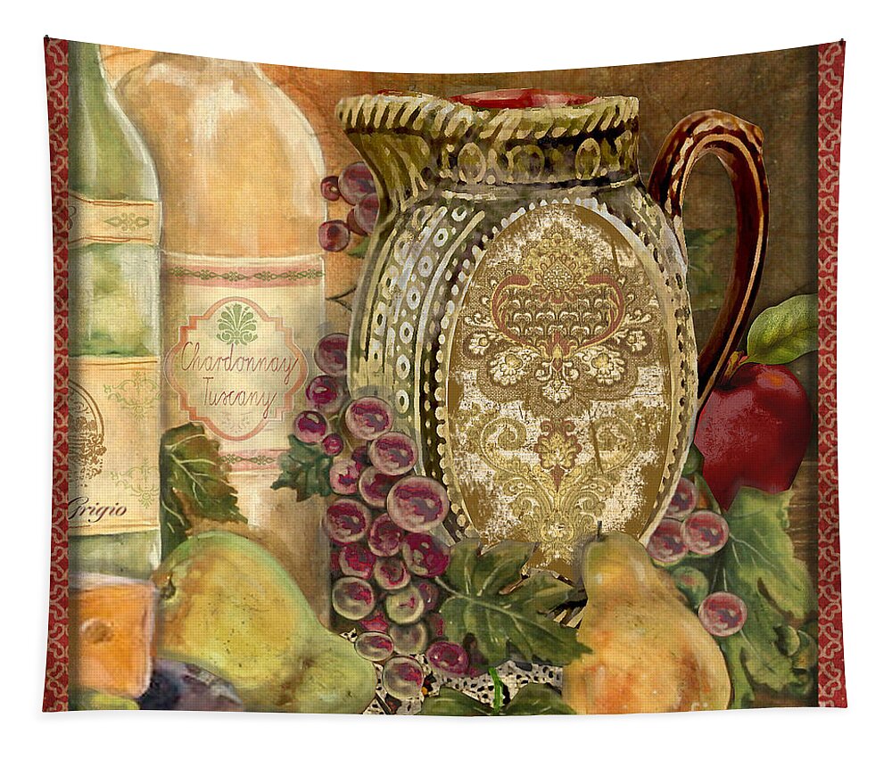 Original Tapestry featuring the painting Tuscan Wine-D by Jean Plout