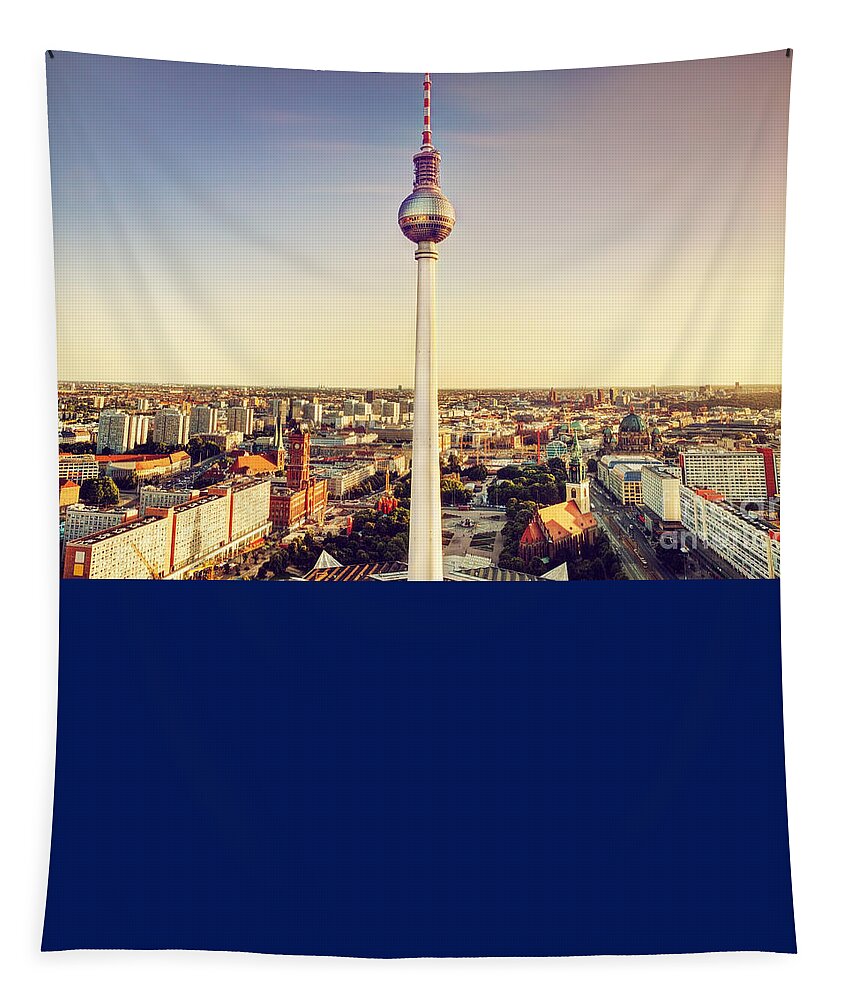 Berlin Tapestry featuring the photograph Tv tower or Fersehturm in Berlin by Michal Bednarek