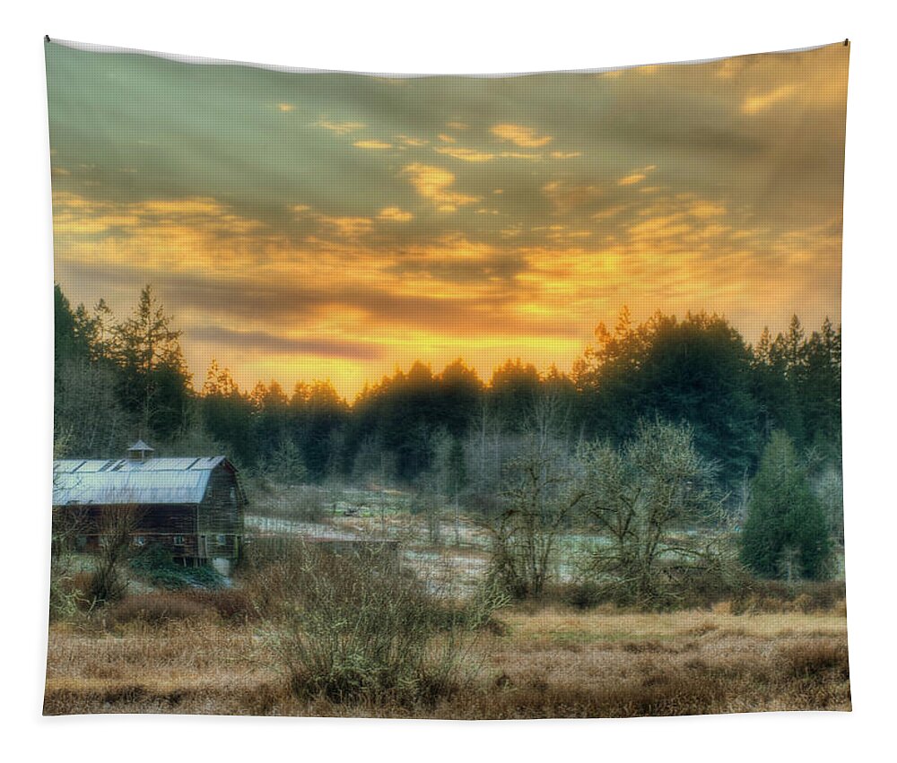 Barn Tapestry featuring the photograph Twilight in the Valley by Jeff Cook