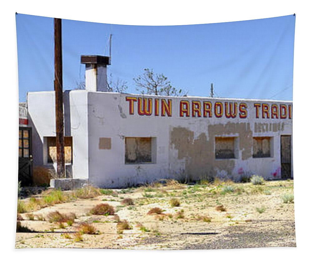 Gas Station Tapestry featuring the photograph Twin Arrows Trading Post by Mike McGlothlen