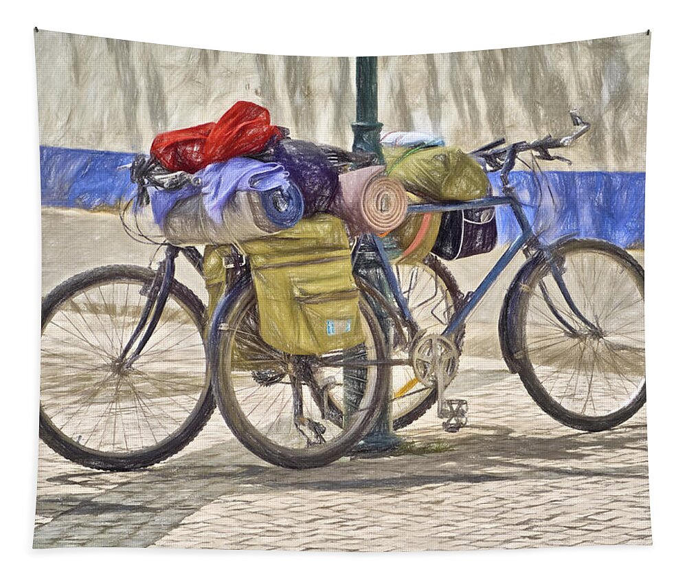 Backpacking Tapestry featuring the photograph Two Bicycles by David Letts