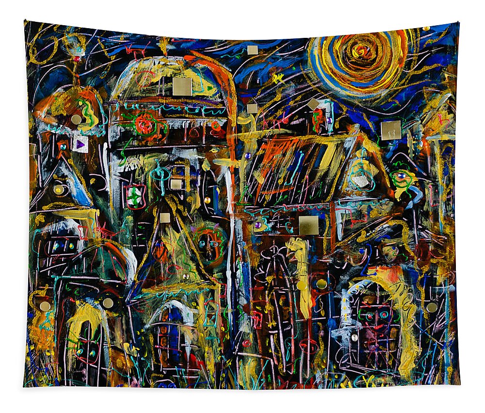 Cityscape Tapestry featuring the painting Two domes by Maxim Komissarchik