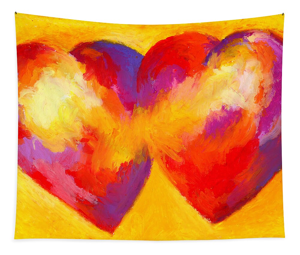 Hearts Tapestry featuring the painting Two Hearts Beat As One by Stephen Anderson