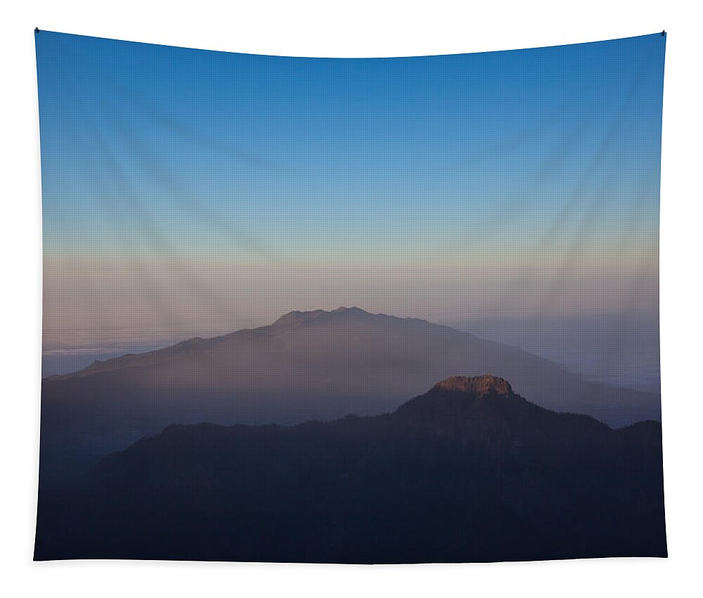  La Palma Tapestry featuring the photograph Two Mountains In The Morning by Ralf Kaiser