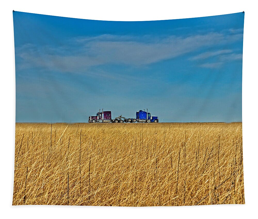America Tapestry featuring the photograph Two Semi Cabs, I-40, West Texas by James Steinberg