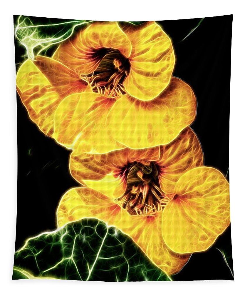 Nasturtium Tapestry featuring the photograph Two Shy Sisters fractal by Weston Westmoreland