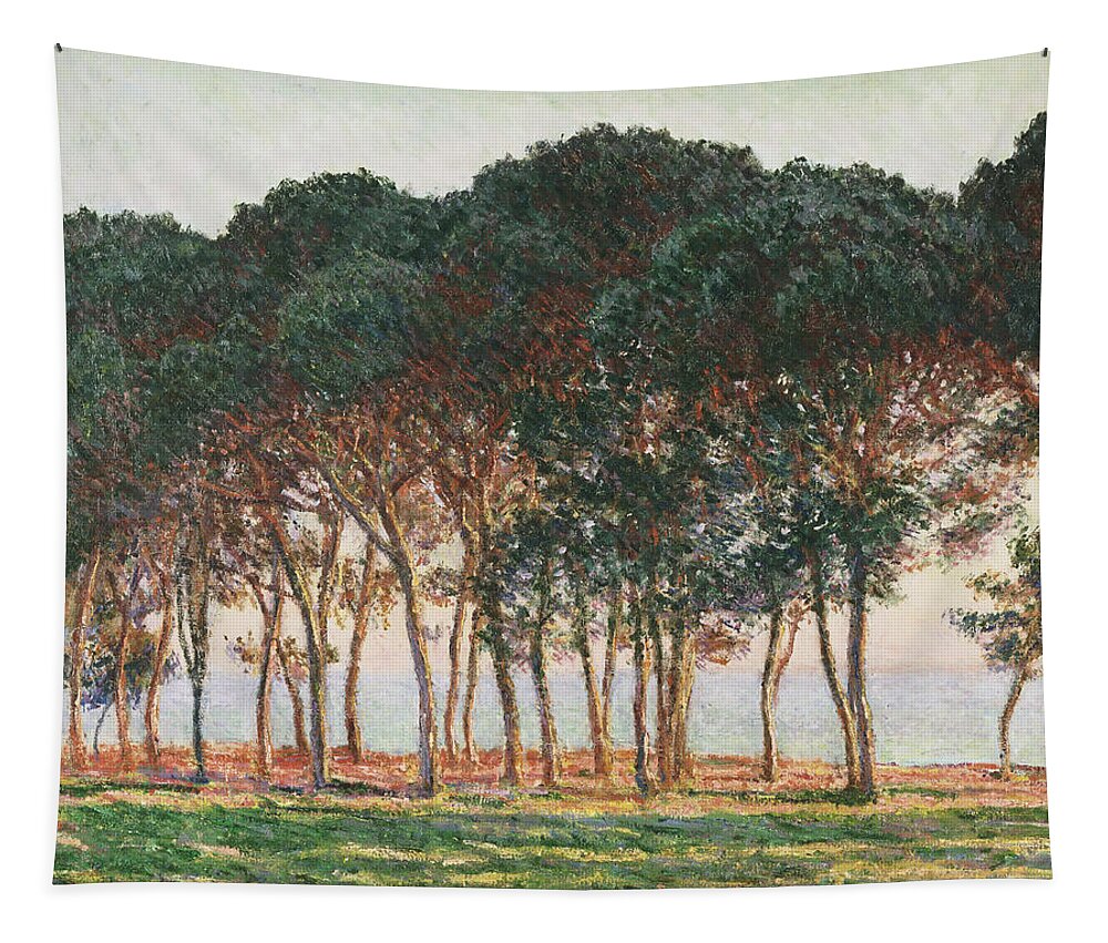 Claude Monet Tapestry featuring the painting Under the Pines. Evening by Claude Monet