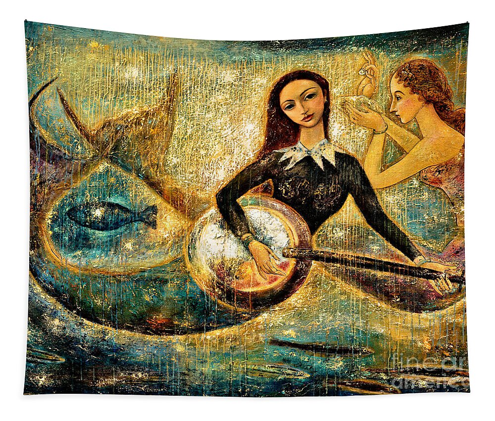 Mermaids Tapestry featuring the painting UnderSea by Shijun Munns