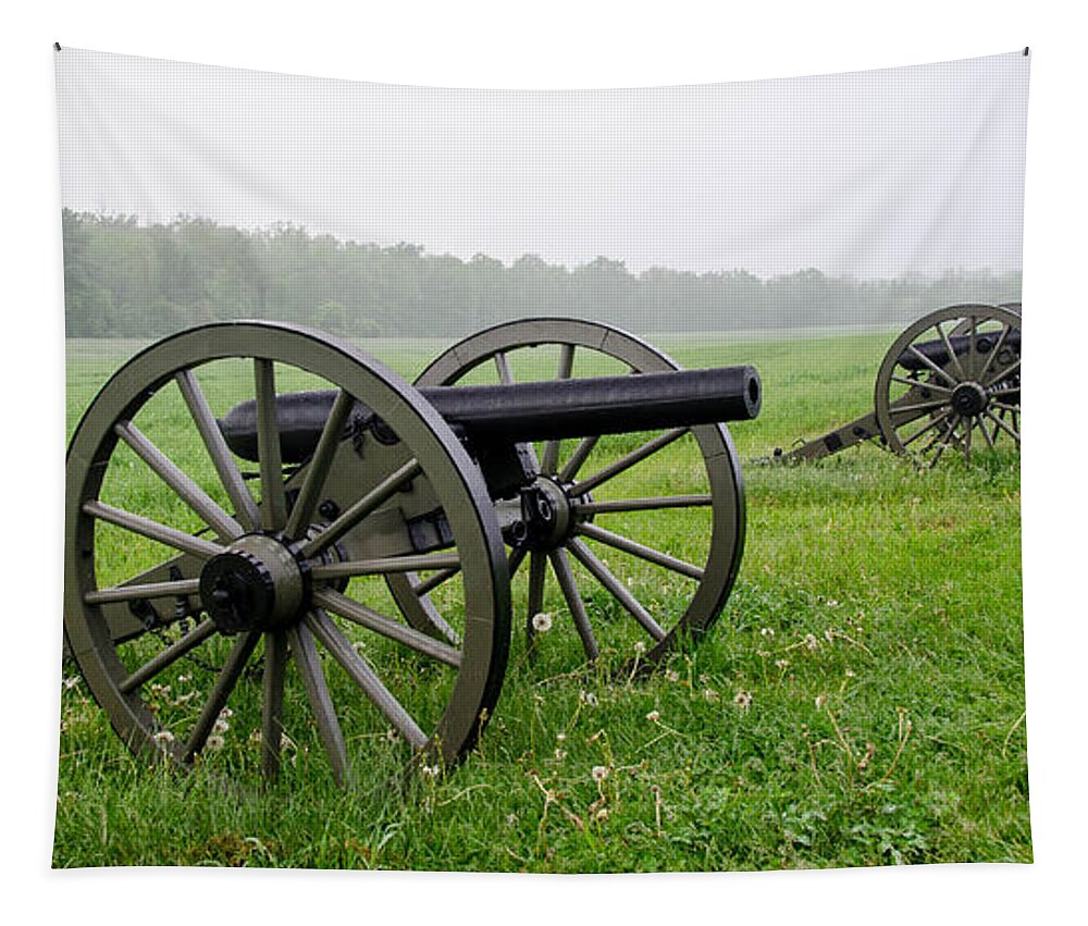 American Civil War Tapestry featuring the photograph Union Cannon  7D02692 by Guy Whiteley