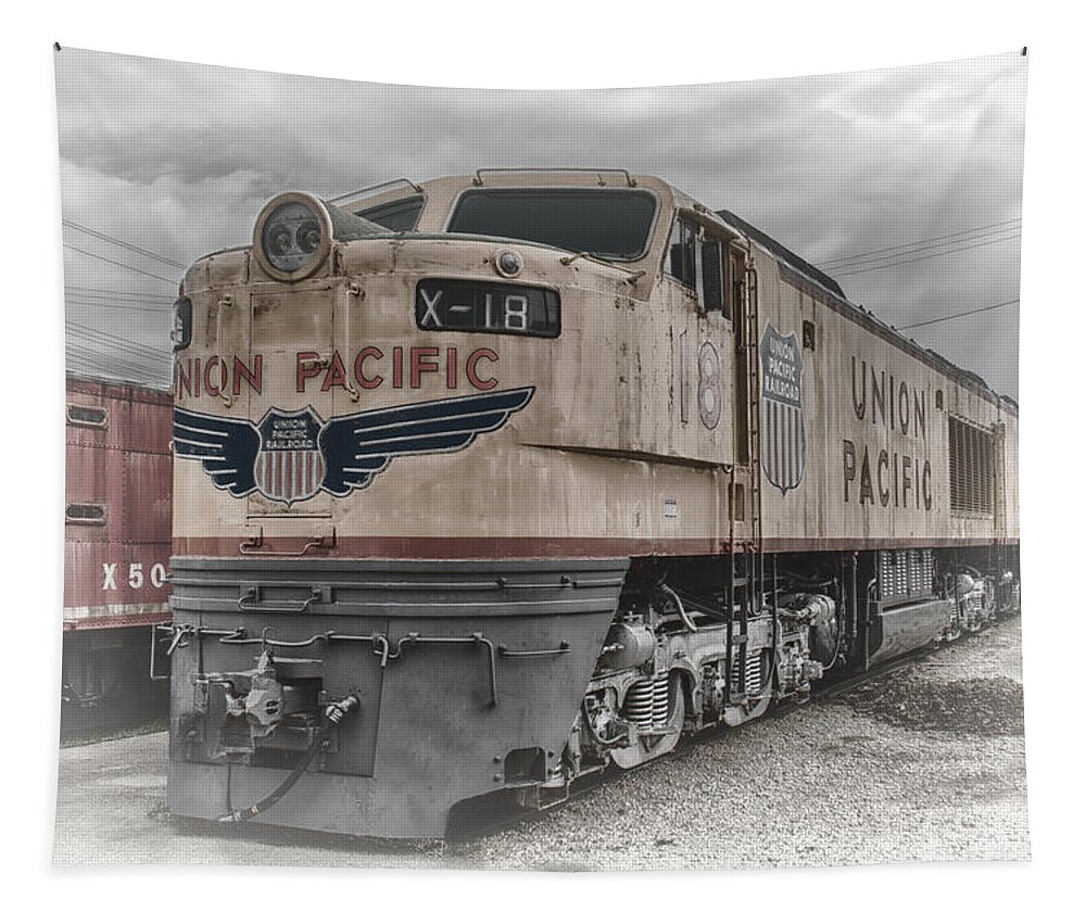 Train Tapestry featuring the photograph Union Pacific Train by Mike Burgquist