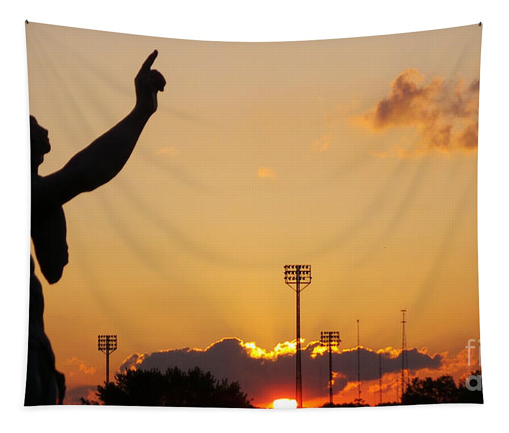 Sunset Tapestry featuring the photograph Cemetery Sunset by Charlie Cliques