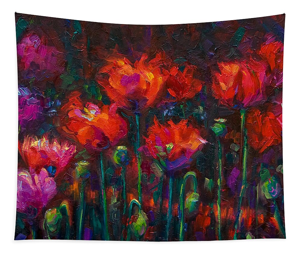 Poppy Tapestry featuring the painting Up from the Ashes by Talya Johnson