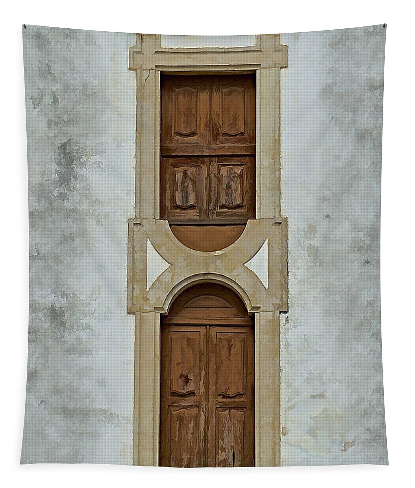 Door Tapestry featuring the photograph Upside-Down Brown Windows of Portugal by David Letts