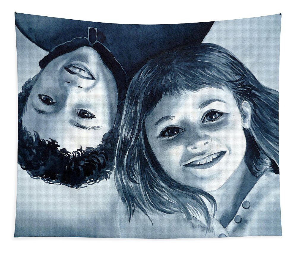 Children Tapestry featuring the painting Upside Down Kids by Irina Sztukowski