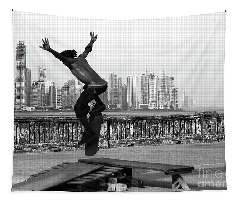 Skateboarder Tapestry featuring the photograph Urban flight 2 by James Brunker