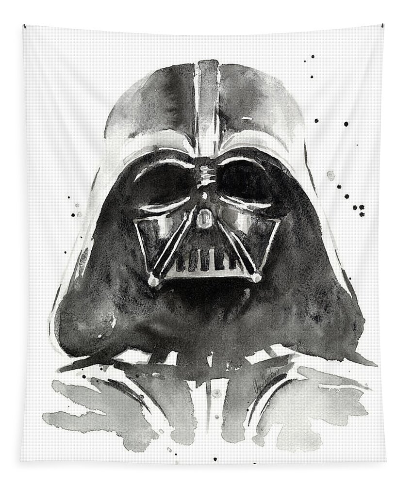 Watercolor Tapestry featuring the painting Darth Vader Watercolor by Olga Shvartsur