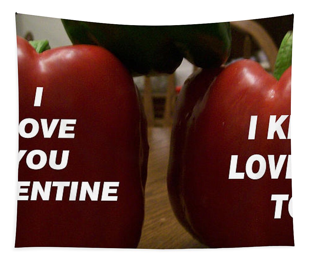 Couple Of Lovely Red Peppers Spreading Valentine Cheer A Pair Of Pepper Love To Enjoy Tapestry featuring the photograph Valentine Pepper Love by Belinda Lee