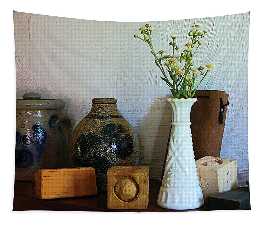 Vase Tapestry featuring the photograph Vase with Wild Flowers by Susan Savad
