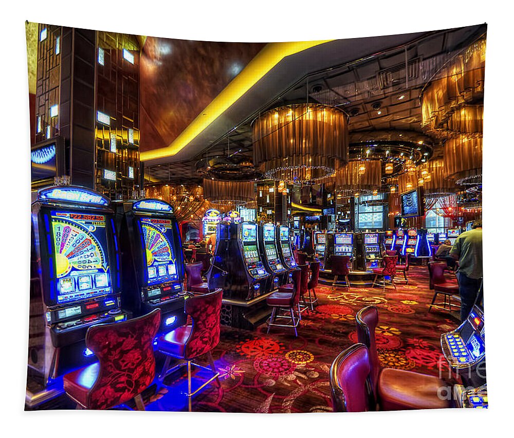 Art Tapestry featuring the photograph Vegas Slot Machines by Yhun Suarez