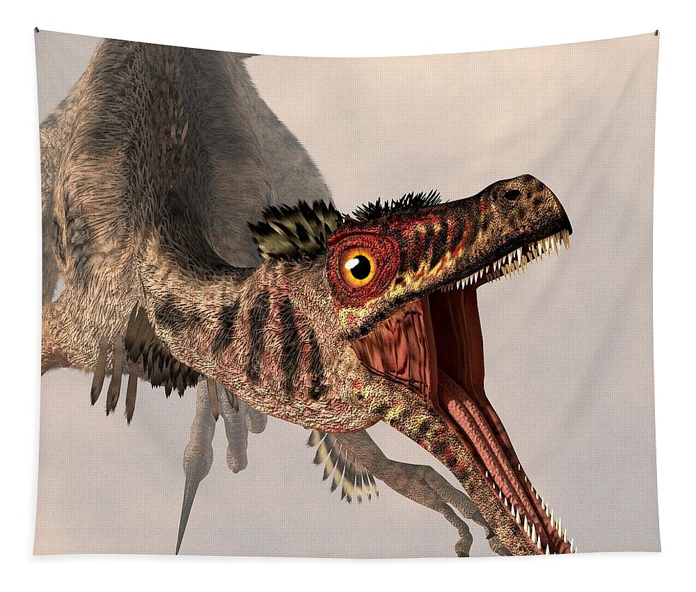 Velociraptor Tapestry featuring the digital art Velociraptor by Daniel Eskridge