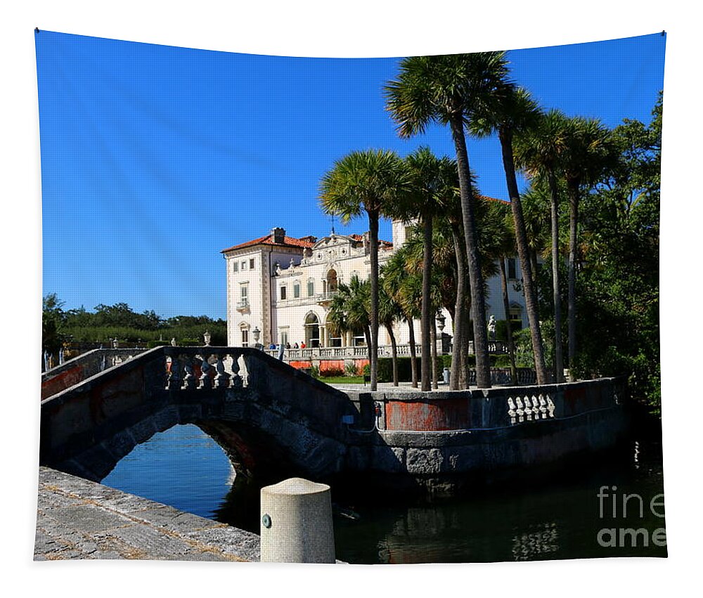  Miami Tapestry featuring the photograph Venetian Style Bridge And Villa In Miami by Christiane Schulze Art And Photography
