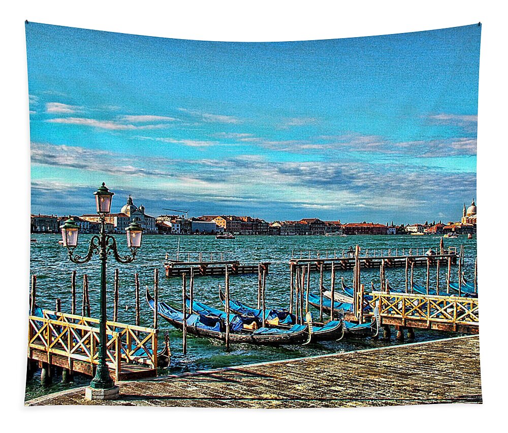 Italy Tapestry featuring the photograph Venice Gondolas on the Grand Canal by Kathy Churchman