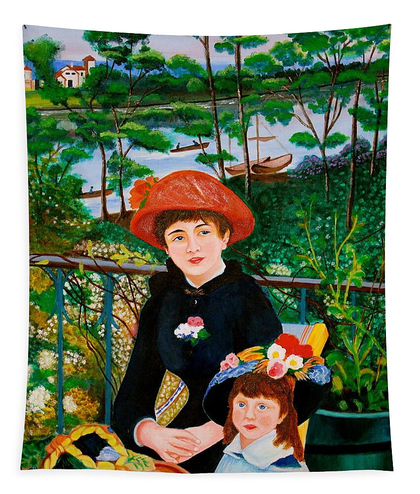 Renoir Tapestry featuring the painting Version of Renoir's Two Sisters on the Terrace by Cyril Maza