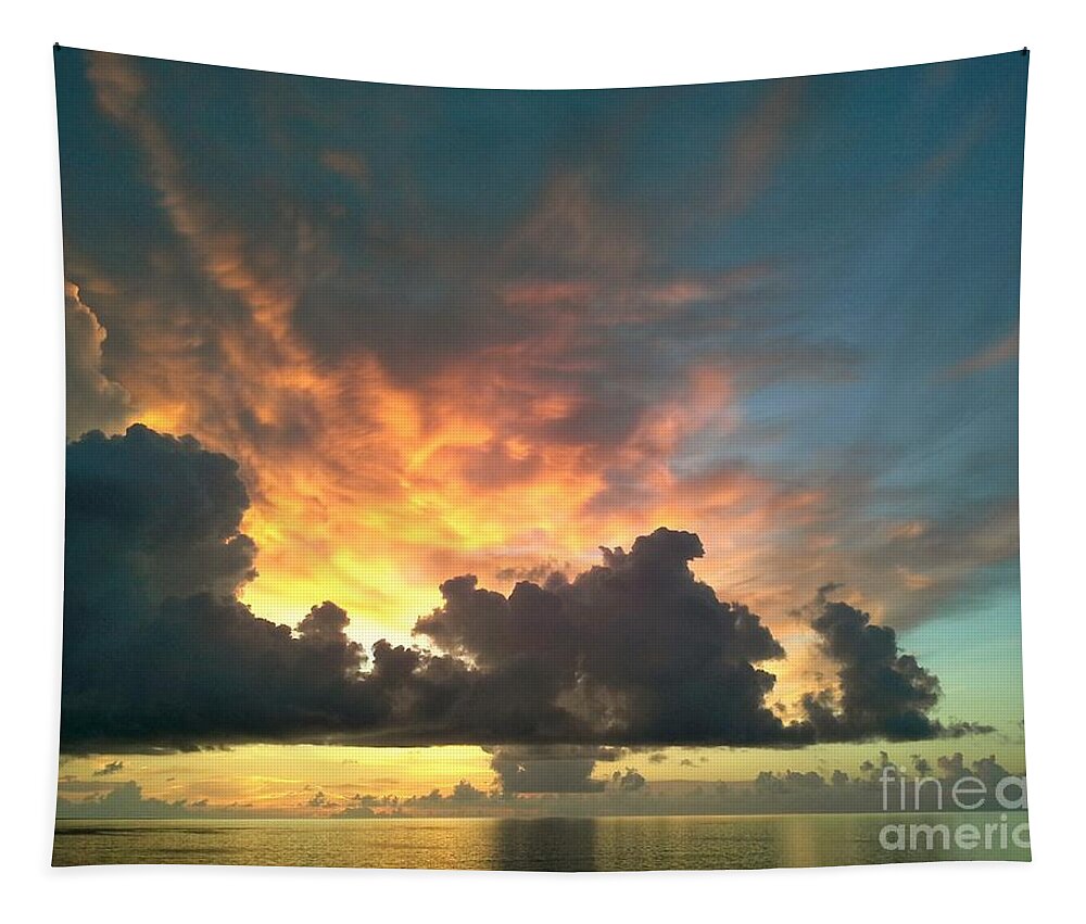 Vibrant Skies Tapestry featuring the painting Vibrant Skies by Patricia Awapara