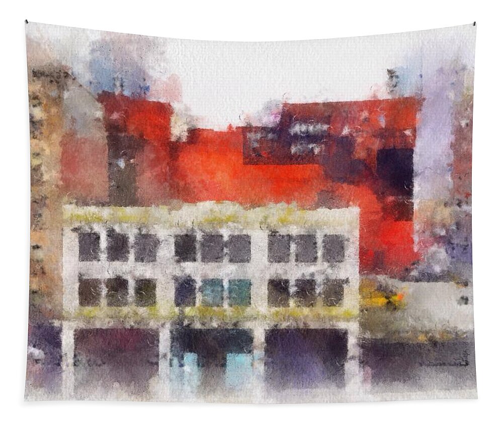 Newyork Tapestry featuring the digital art View from a New York Window by Mark Taylor