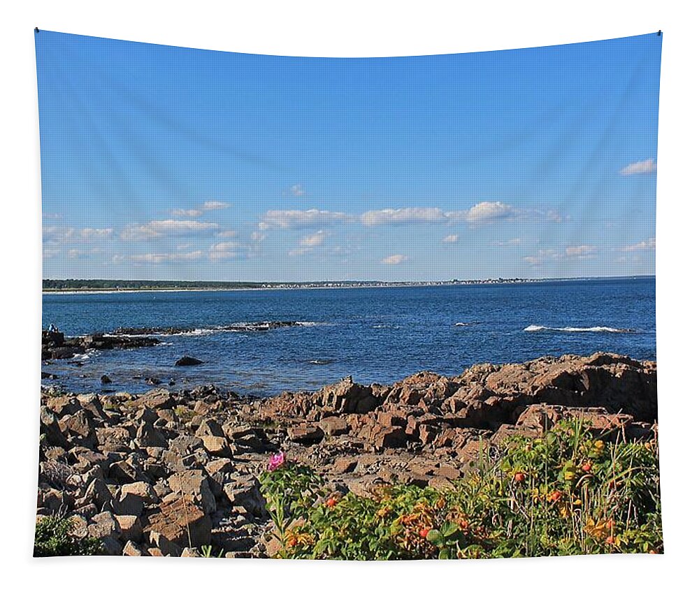 Maine Tapestry featuring the photograph View From Marginal Way Ogunquit Maine 3 #1 by Michael Saunders