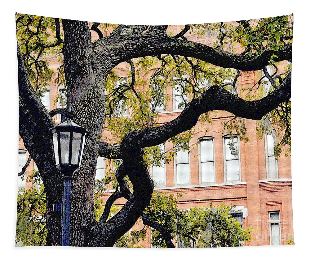 Street Lamp Tapestry featuring the photograph View From The Square by Lydia Holly