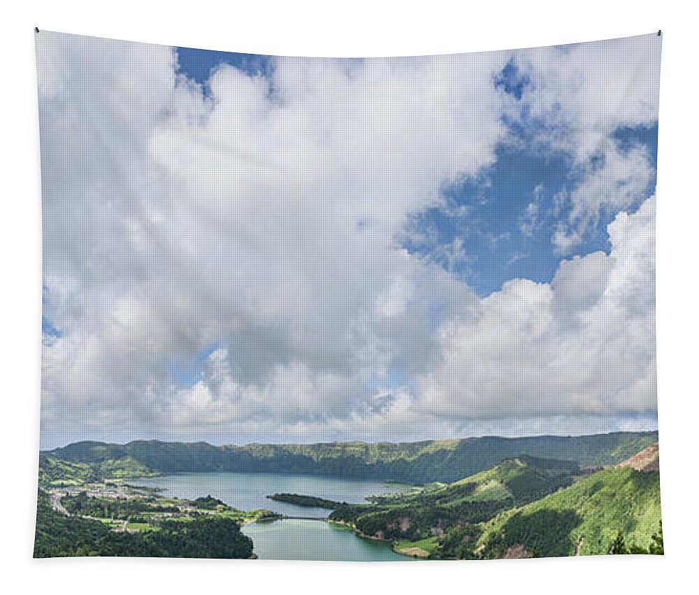 Photography Tapestry featuring the photograph View Of Clouds Over The Lake, Lagoa by Panoramic Images