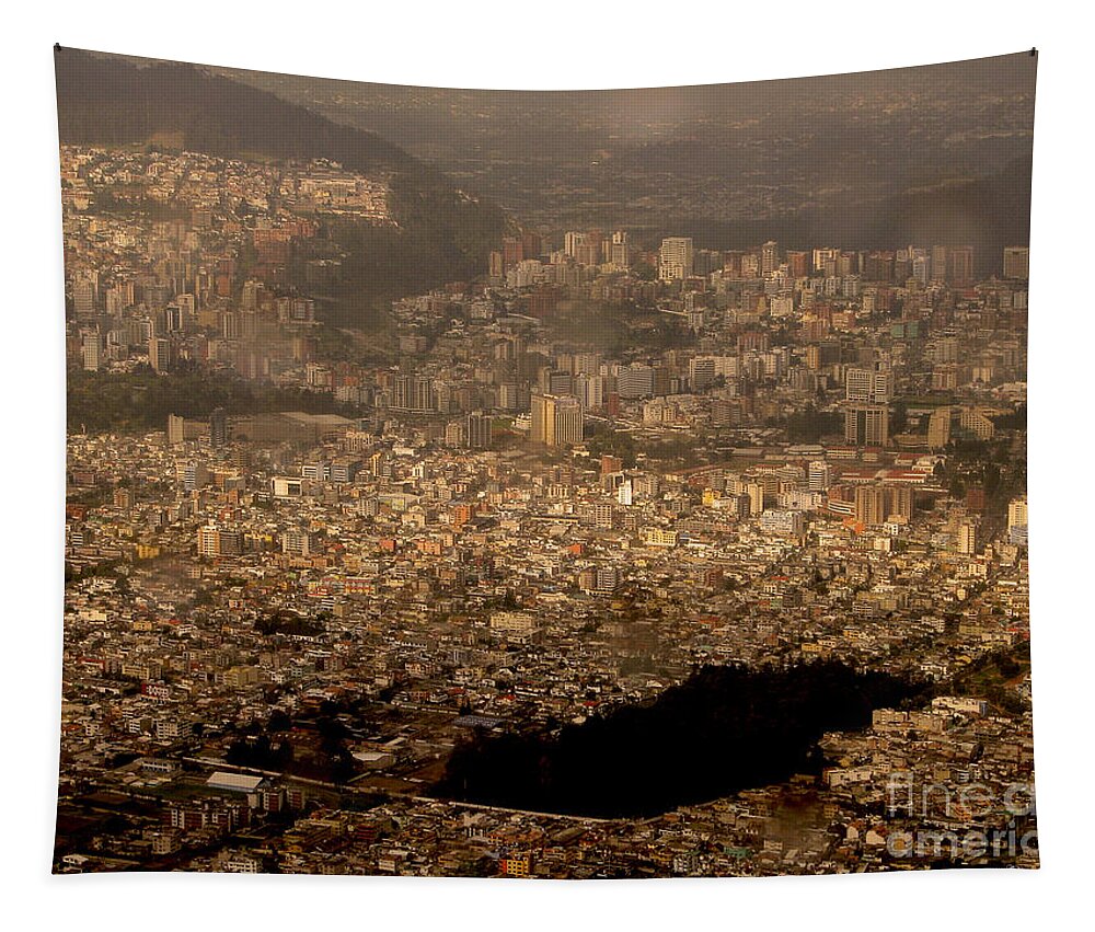 Quito Tapestry featuring the photograph View of Quito from the Teleferiqo by Eleanor Abramson