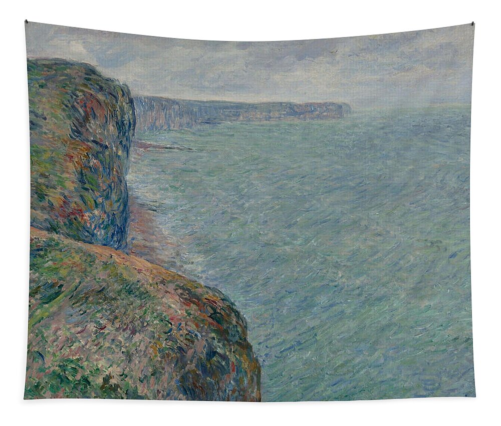 Claude Monet Tapestry featuring the painting View to the Sea from the Cliffs by Claude Monet