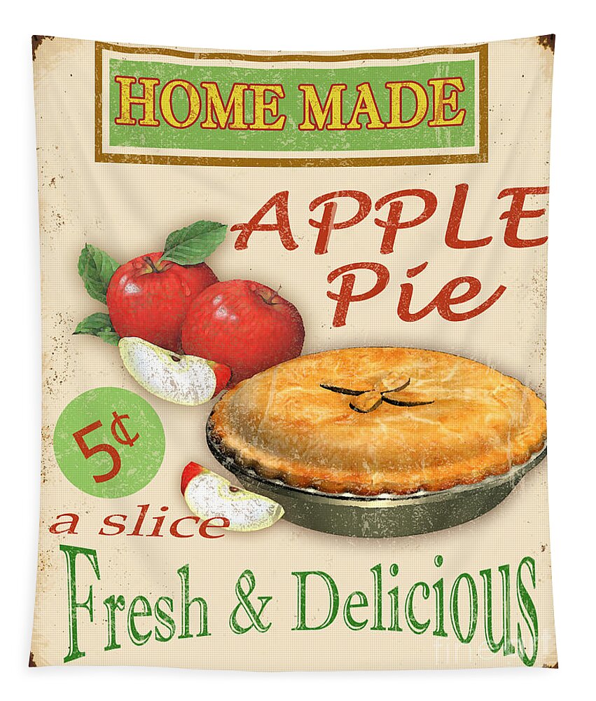 Jean Plout Tapestry featuring the digital art Vintage Apple Pie Sign by Jean Plout