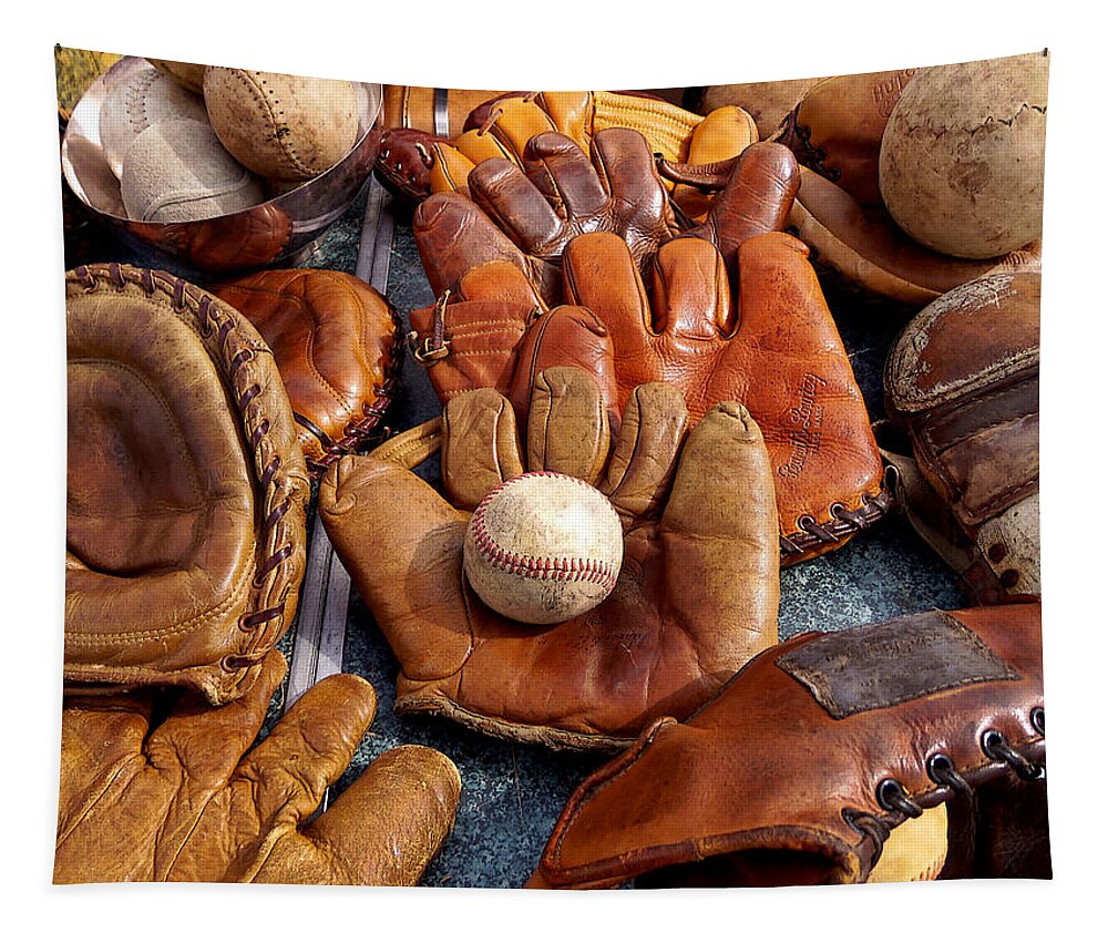 Baseball Tapestry featuring the photograph Vintage Baseball by Art Block Collections