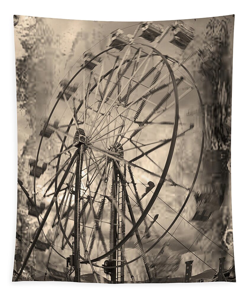 Ferris Wheel Tapestry featuring the photograph Vintage Ferris Wheel by Theresa Tahara