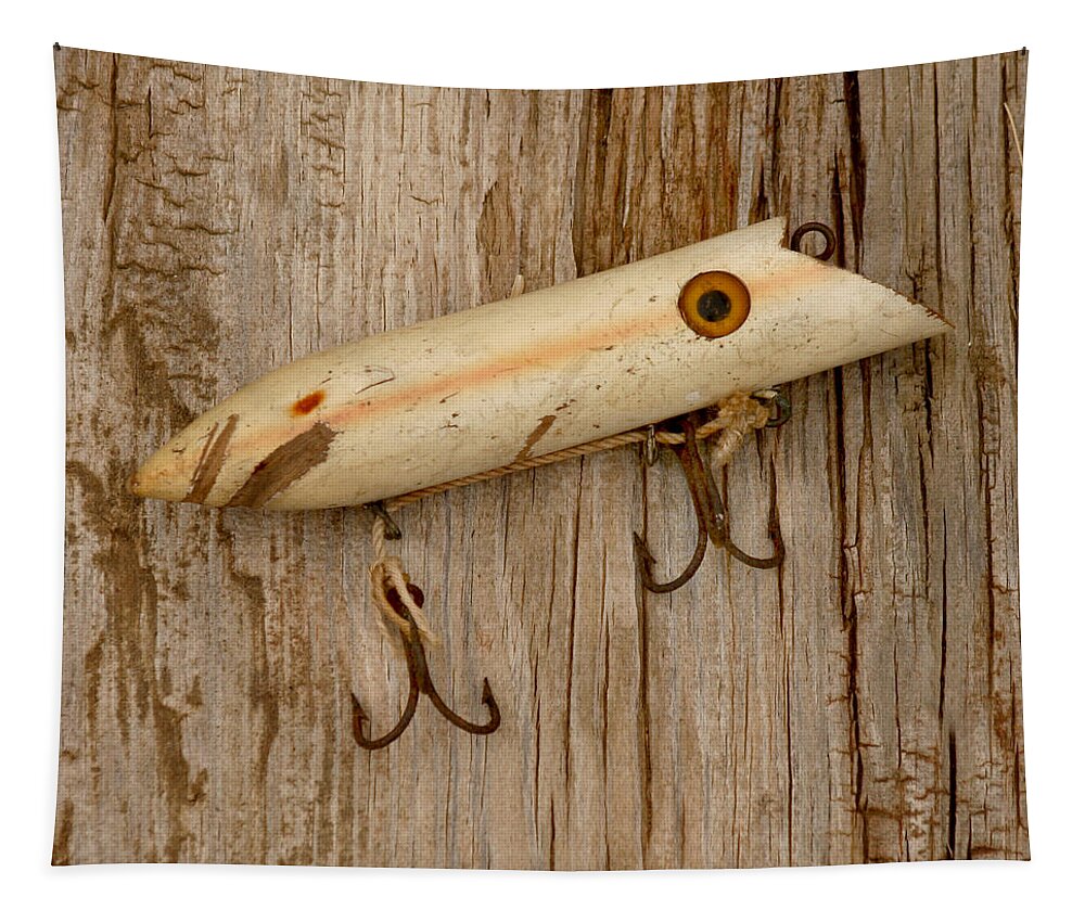 Fishing Tapestry featuring the photograph Vintage Fishing Lure by Art Block Collections