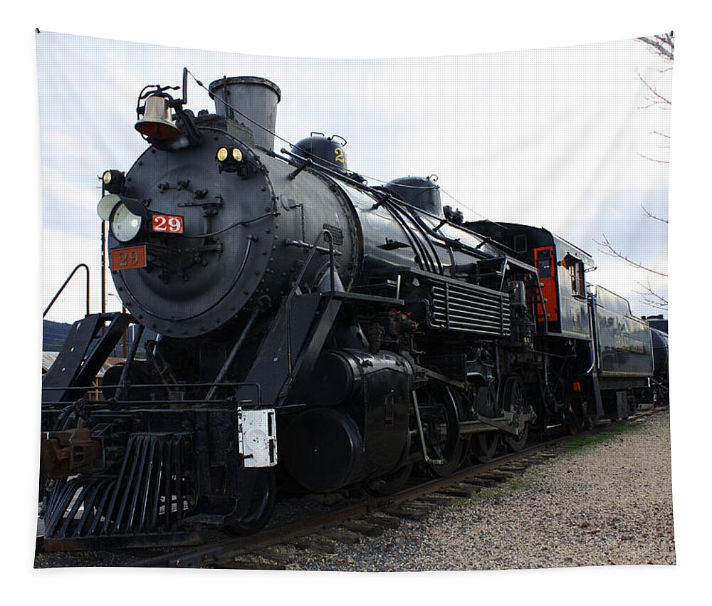 Train Tapestry featuring the digital art Vintage Railroad Steam Train #1 by Gravityx9 Designs