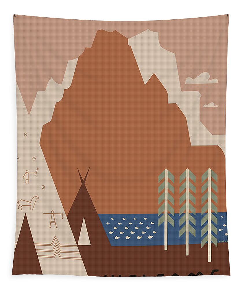 See America Tapestry featuring the digital art Vintage Travel - See America - Montana by Georgia Clare