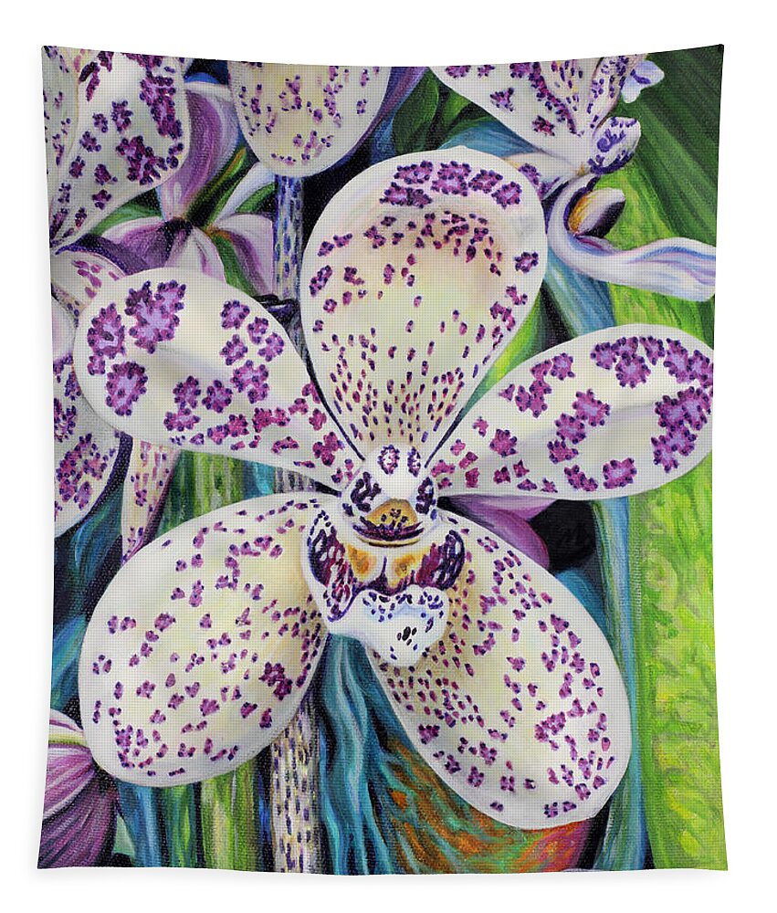 Flower Tapestry featuring the painting Violet Dotted Orchid by Jane Girardot