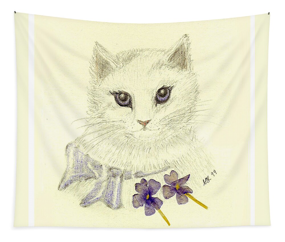 Cat Tapestry featuring the digital art Violet by Stephanie Grant